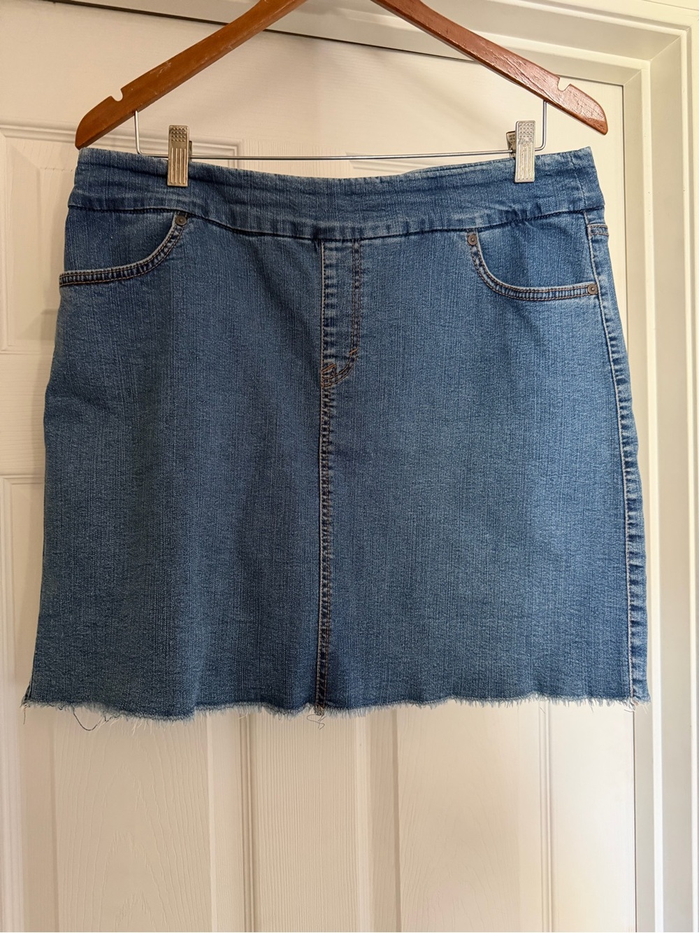 Denim Skort with Raw Edge